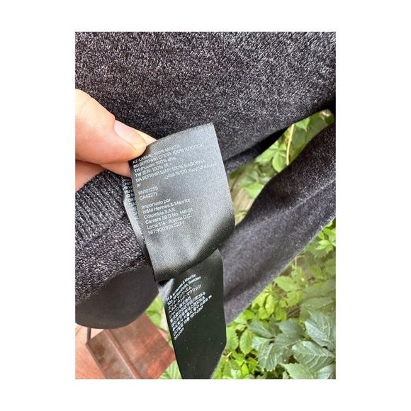 H&M Men's Slate Grey Pullover Sweater V-Neck Fine Knit 100% Cotton Sz M - Picture 5 of 8